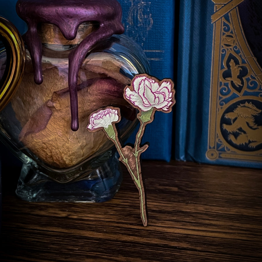 January’s Carnations Wooden Pin